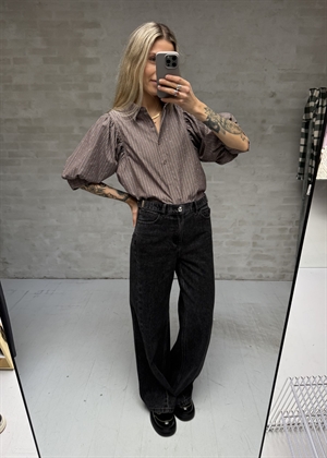 Etta soft stripe stone skjorte Brown Neo Noir 